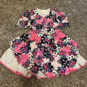 Vintage Bonnie Jean New York Floral Dress Girls 6 Made in USA 80s Look Colorful